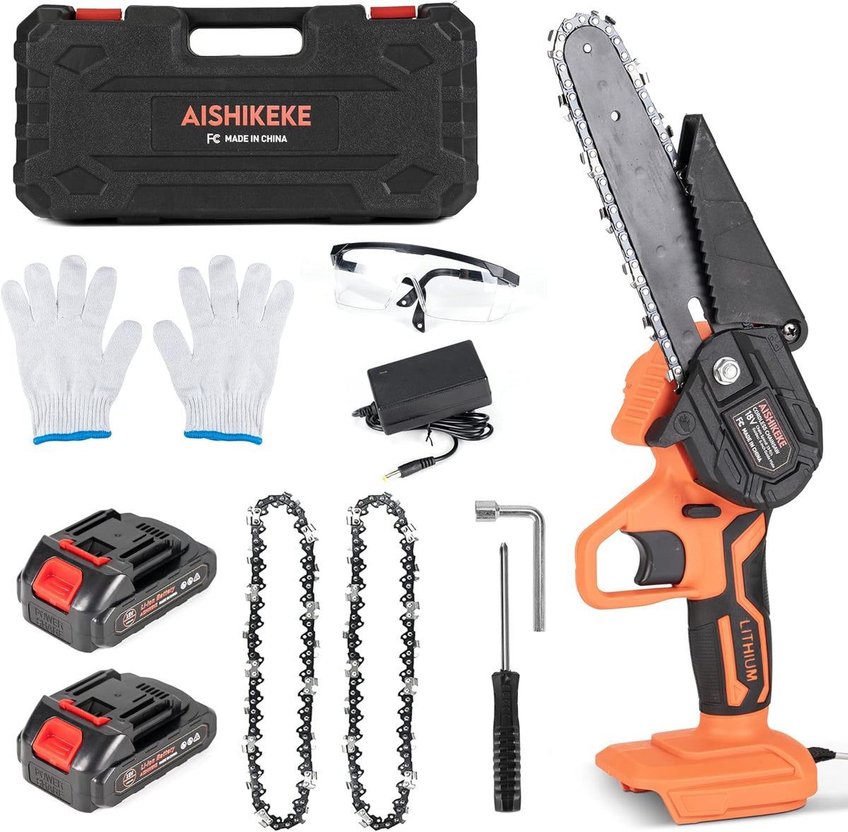 Mini Chainsaw 6 Inch Cordless Pruning Saw with 2 Rechargeable Battery P792103