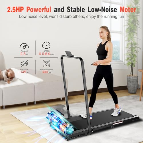 2 in 1 Foldable Treadmill with Handle Bar and Remote Control Q3309