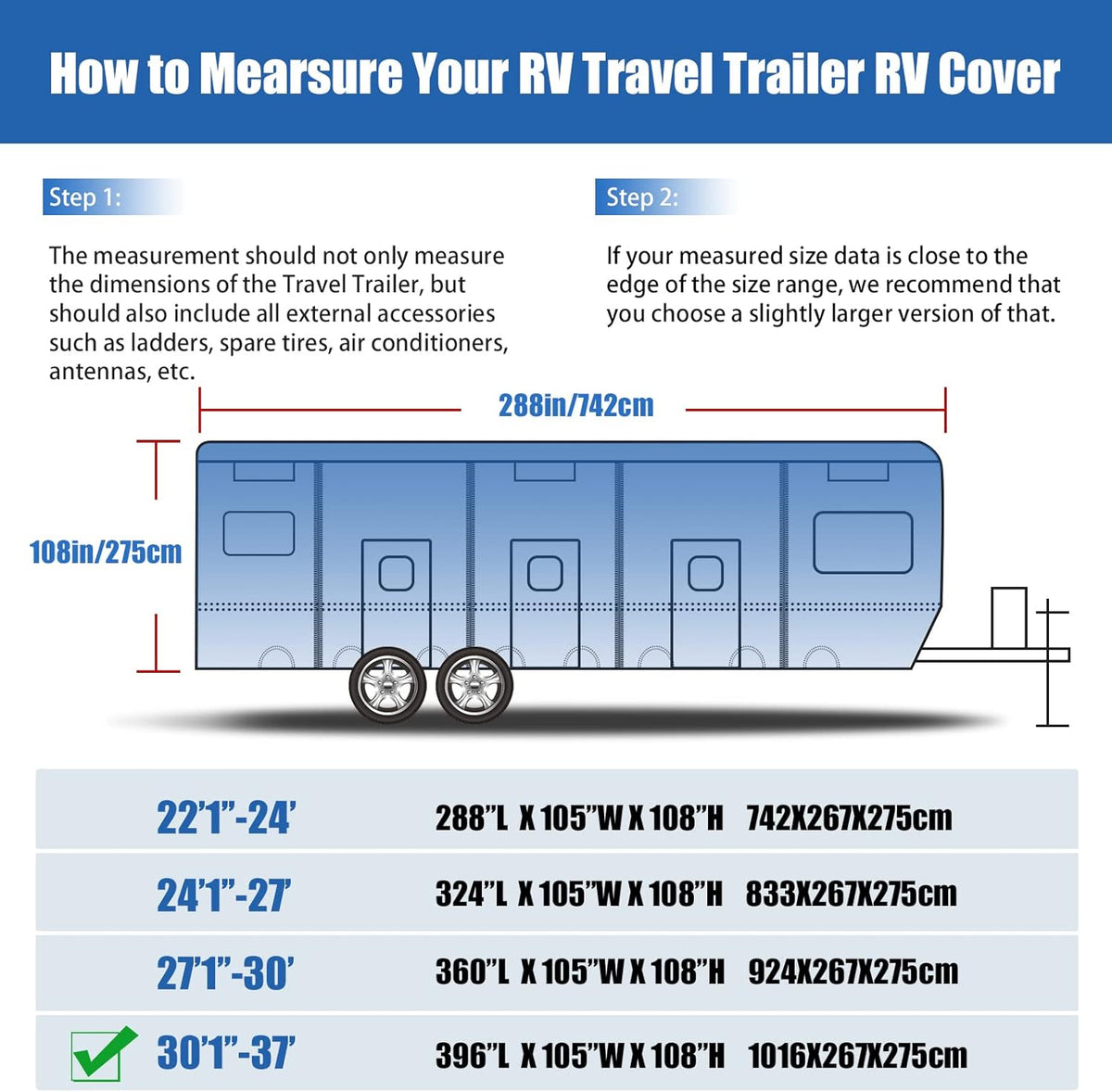 6 Layers Windproof Anti-Scratch UV Resistant Travel Trailer Cover L888043