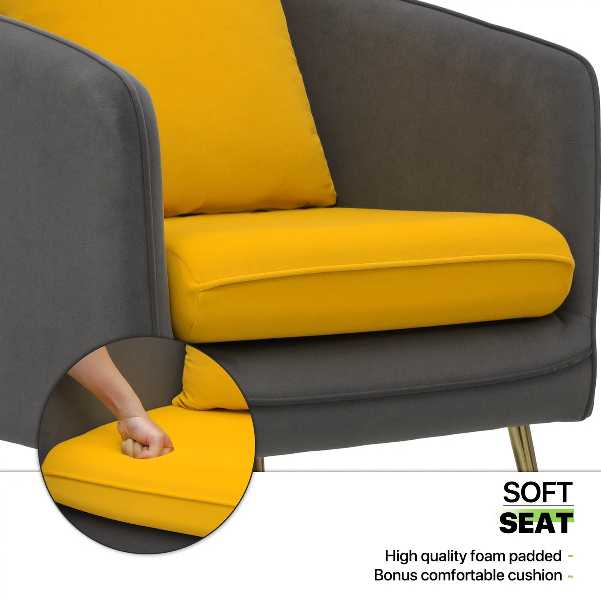 Yellow Grey Upholstered Barrel Armchair T28179