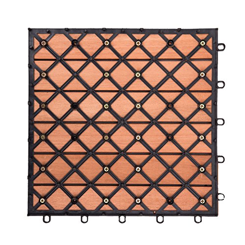 8-Slat Acacia Hardwood Interlocking Deck Tile F119309