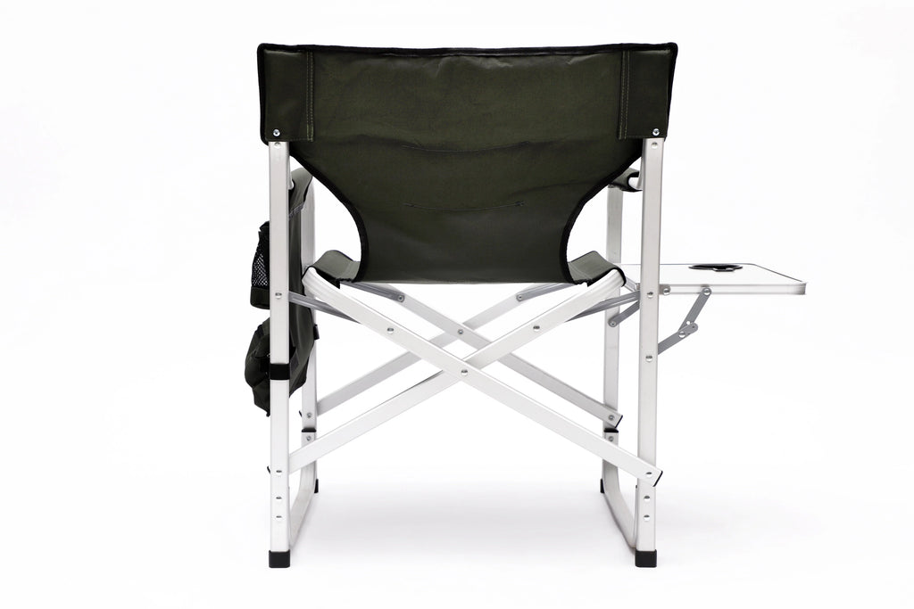 Padded Folding Outdoor Chair with Side Table and Storage Pockets, Lightweight Oversized Directors Chair, Green V232