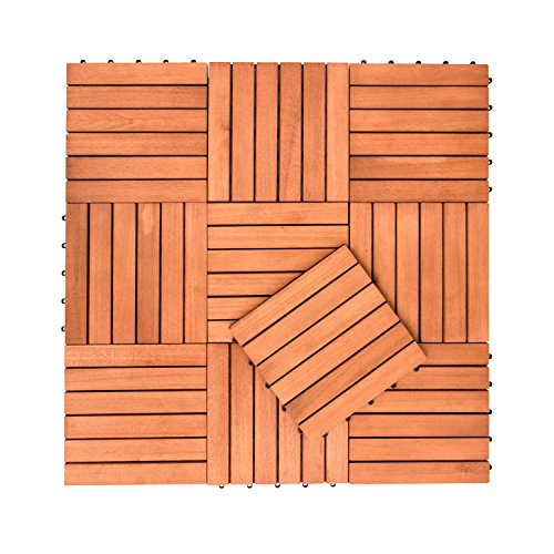 8-Slat Acacia Hardwood Interlocking Deck Tile F119309