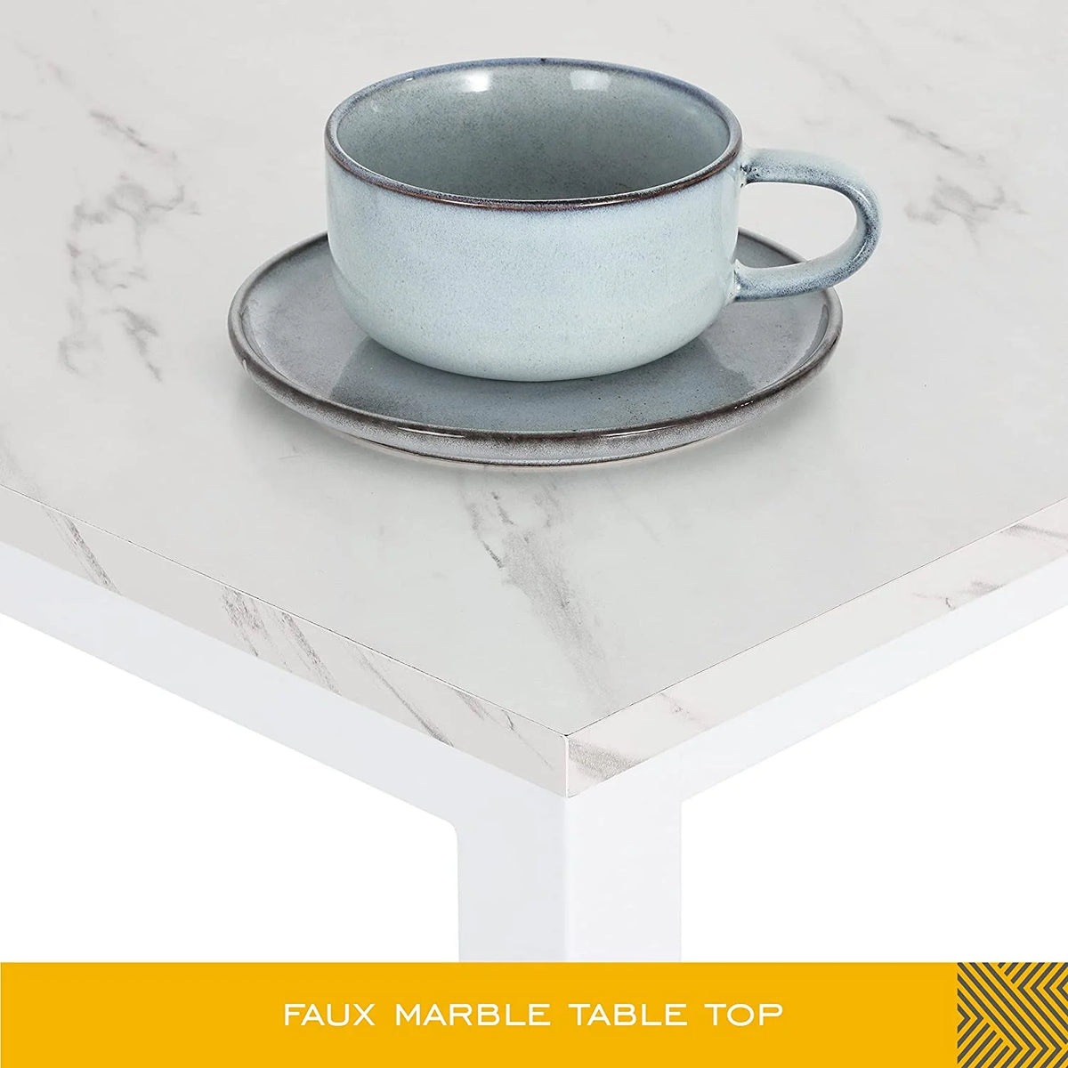 White 3-Piece Kitchen Table Set with 2 Backless Stools K498128