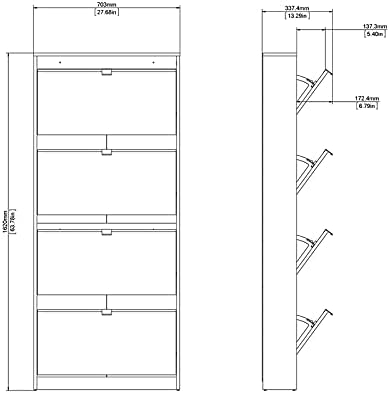 4 Drawer White Shoe Cabinet T970