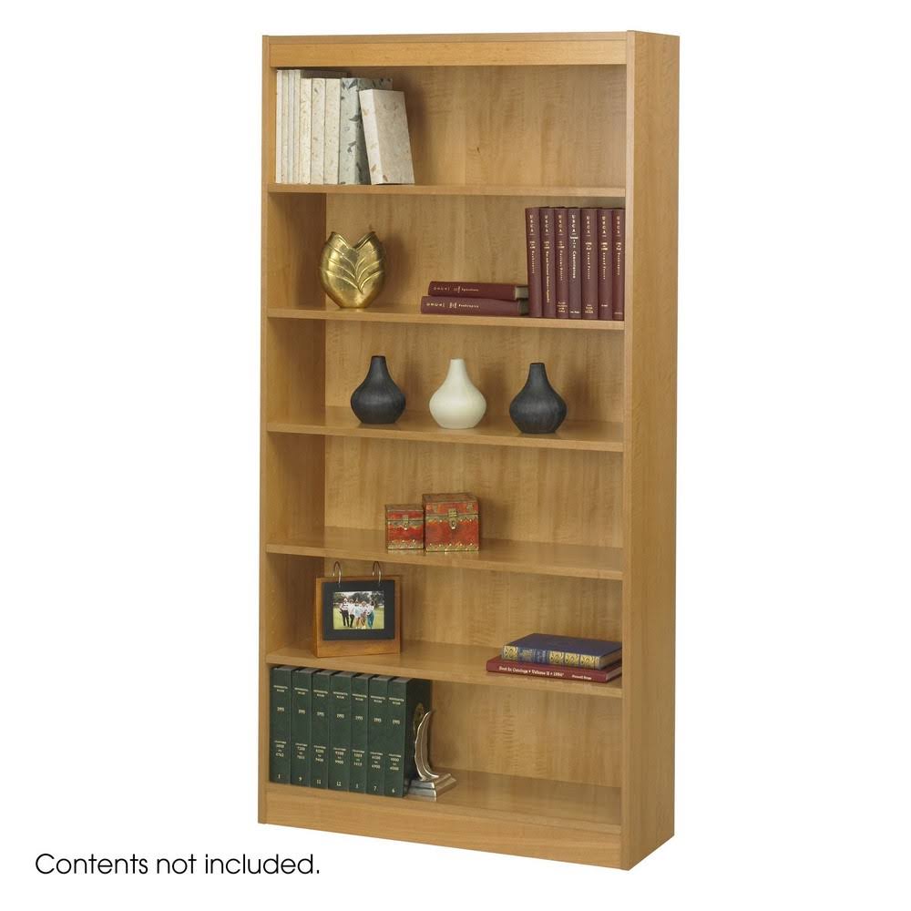 6-Shelf Square-Edge Veneer Bookcase Light Oak A598