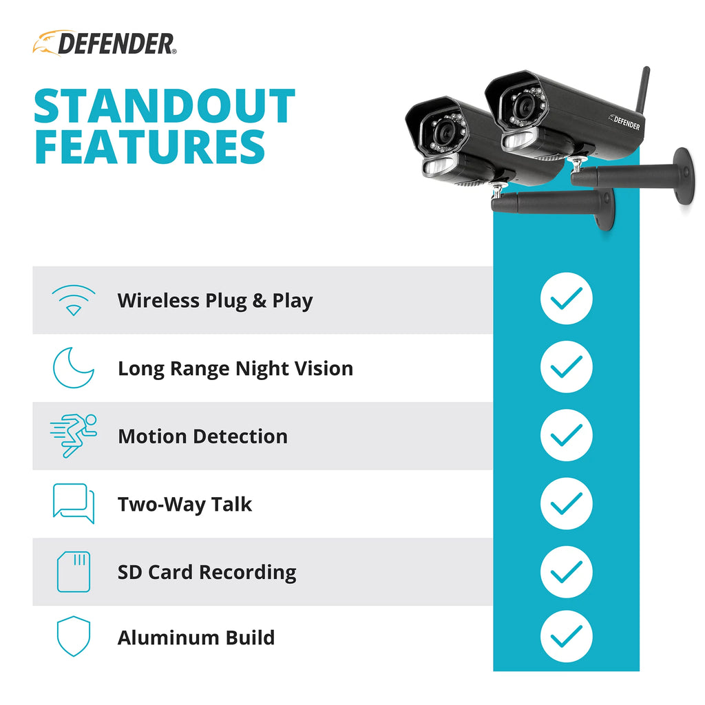 Security Camera System with 7 Display Monitor and 2 Night Vision Cameras, 32GB SD Card Recording T4235