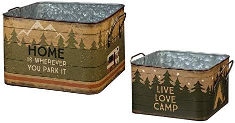 Rustic Square Metal Bins, Set of 2 S616