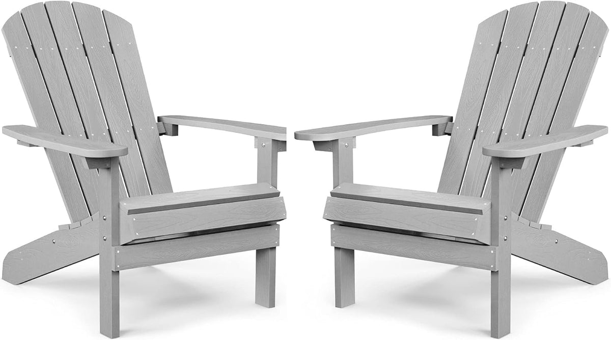 Adirondack Chairs Set of 2 Plastic Weather Resistant Black K67432