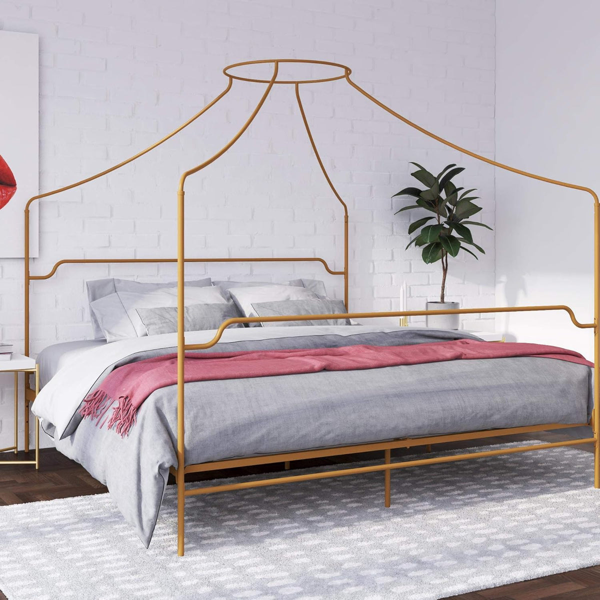 Black Twin Size Metal Canopy Bed C608619