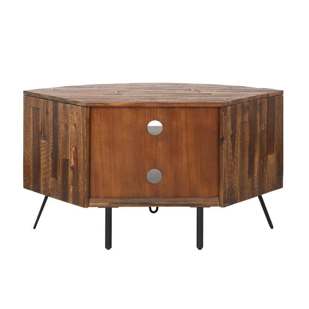 Brown Acacia Wood Corner Media Stand S54238