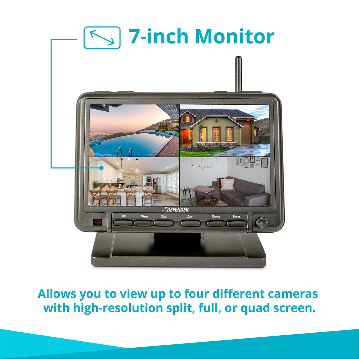 Security Camera System with 7 Display Monitor and 2 Night Vision Cameras, 32GB SD Card Recording T4235