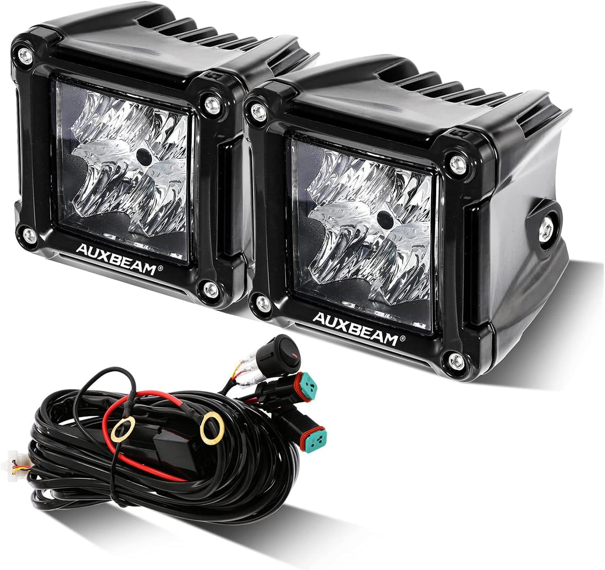 3 inch 40W 4800LM Flood Beam LED Light Pods Square Work Light Pack of 2 E3514