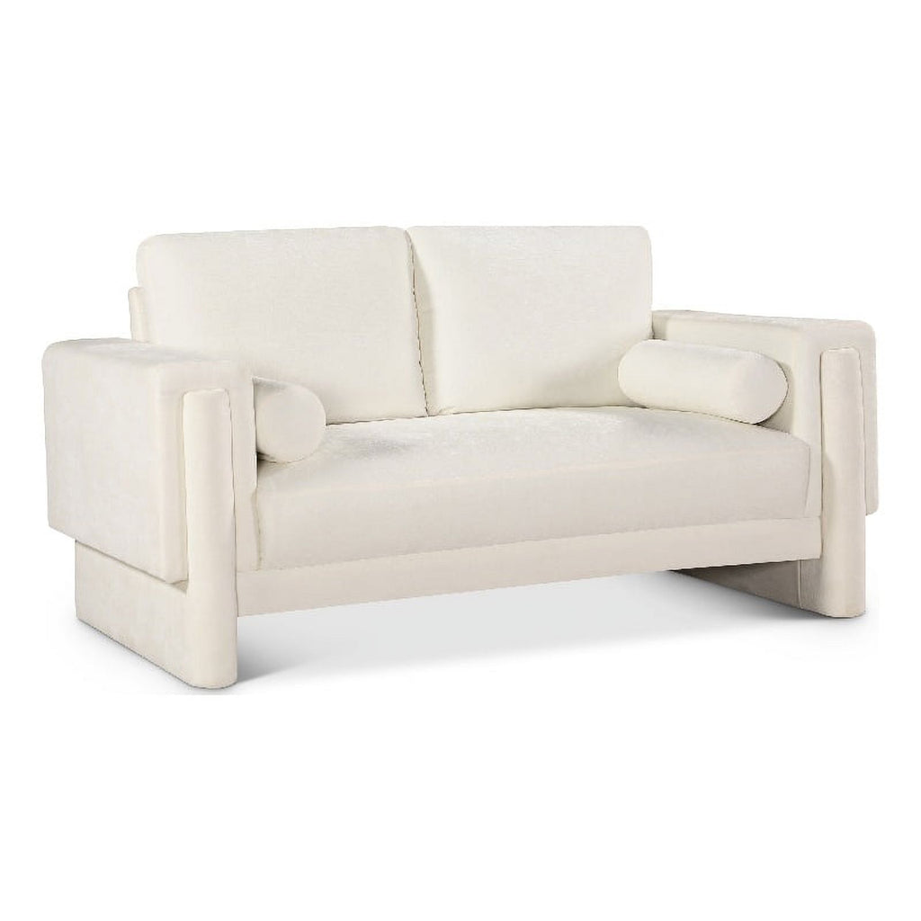 Cream Chenille Fabric Loveseat J565