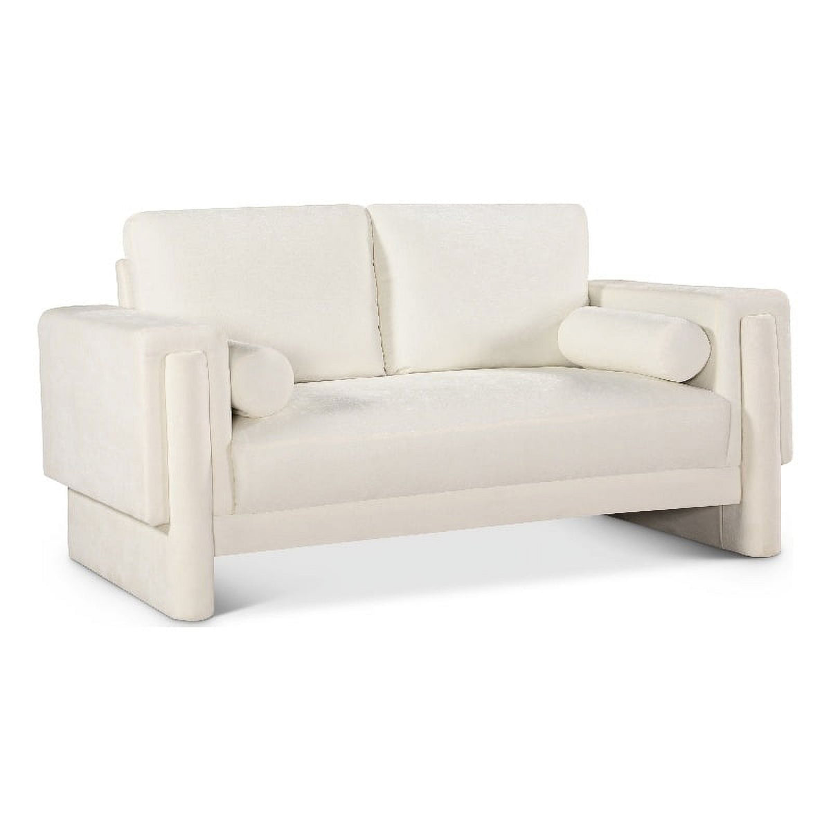 Cream Chenille Fabric Loveseat J565