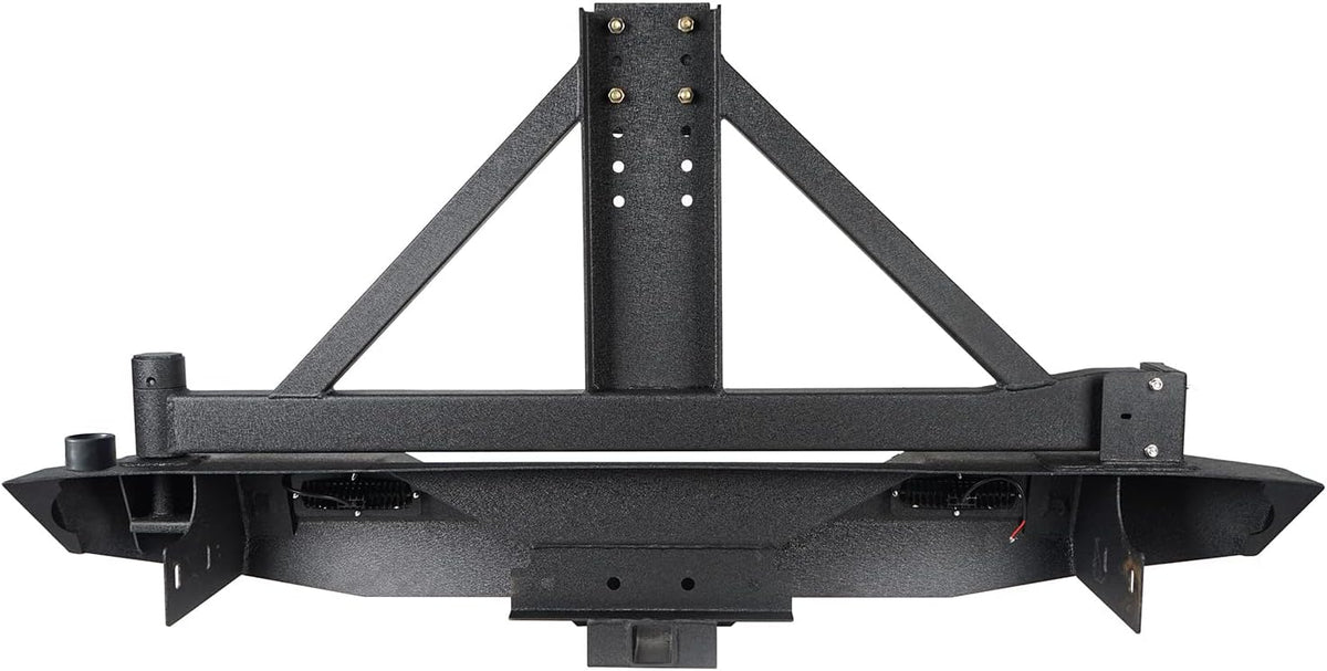 Rear Bumper with Spare Tire Carrier & Receiver Hitch & 2x LED Floodlights S69066