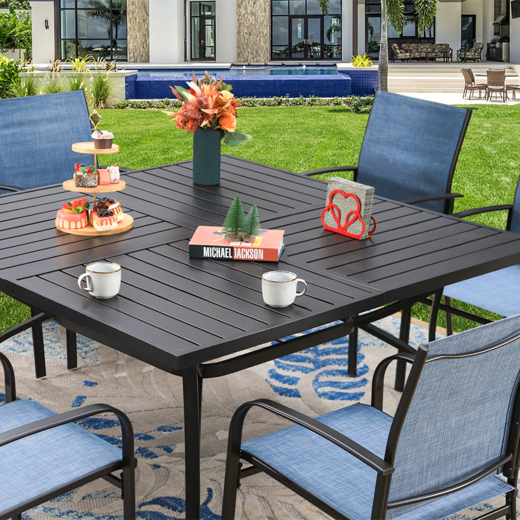 9-Piece Outdoor Patio Dining Set with Steel Table & Textilene Chairs V282