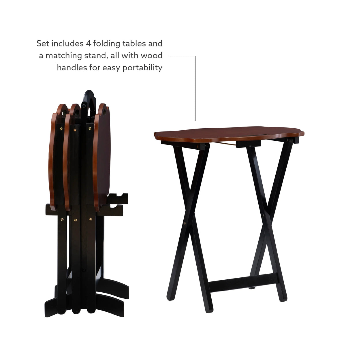 5-Piece Folding Side Table Set, Hazelnut/Black C3491