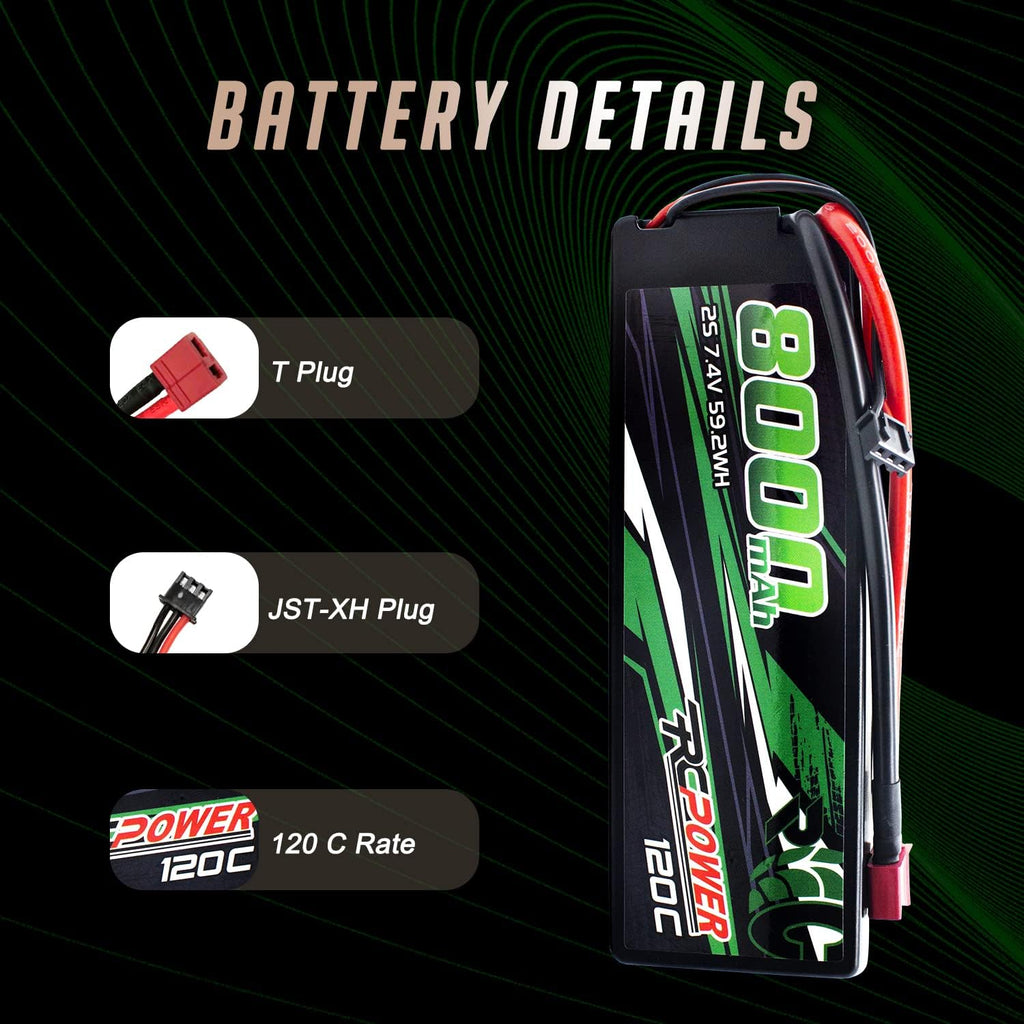 7.4V 8000mAh 2S 120C Hard Case Lipo Battery with T Plug (2Packs) O647