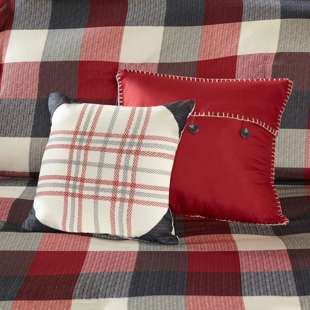 6 Piece Herringbone Duvet Cover Set Red King/Cal King R994459