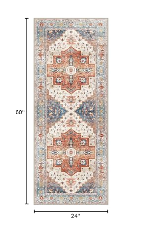 2X5 Washable Non Slip Vintage Boho Area Rug P37825