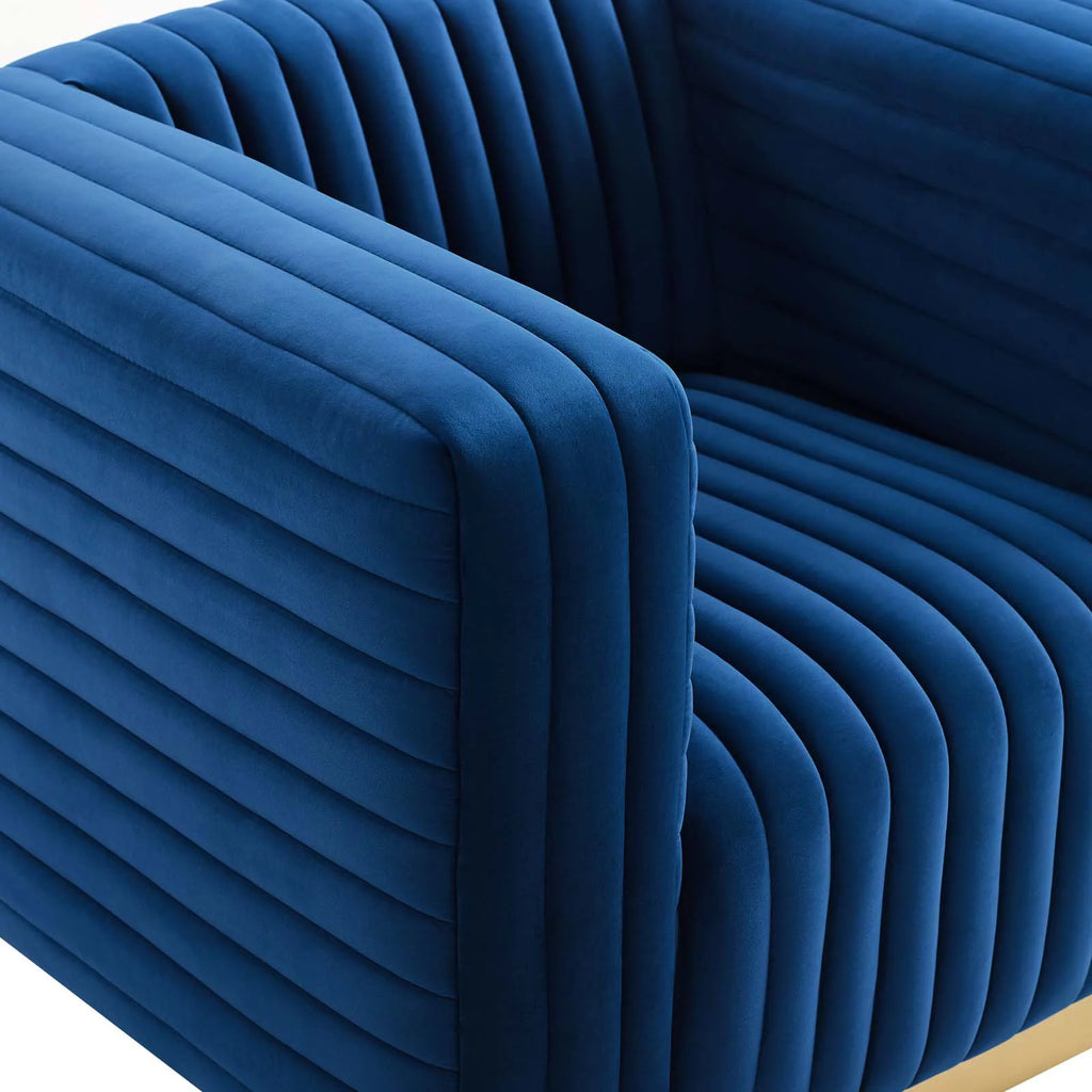 Navy Velvet Accent Armchair R77666