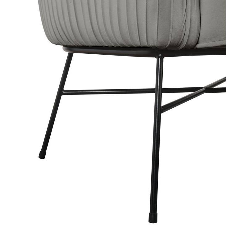 Gray Velvet Barrel Accent Chair with Metal Base B37404