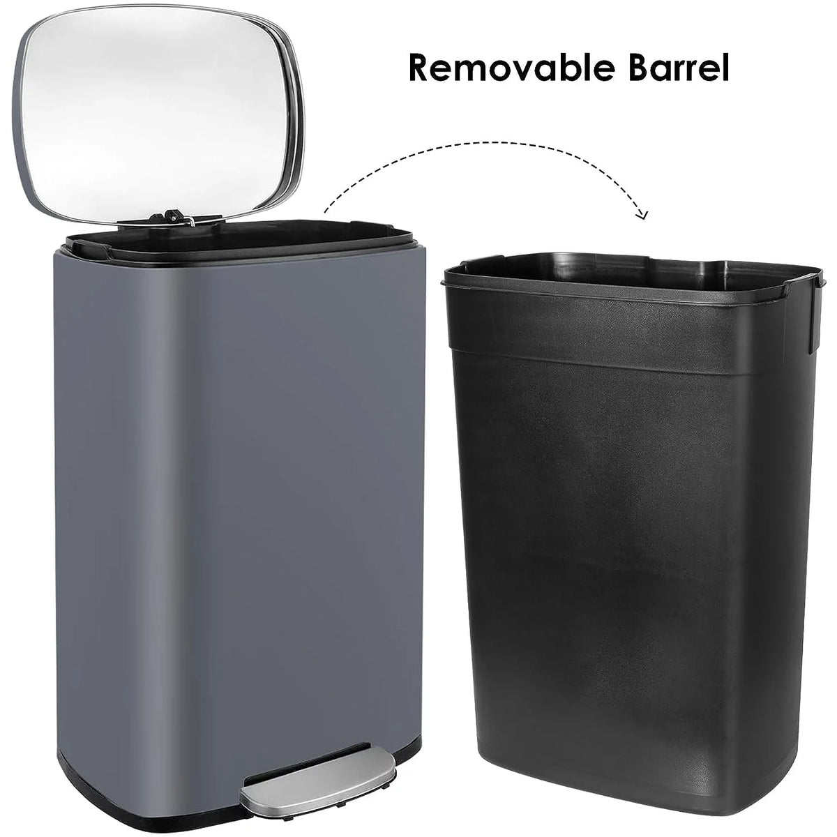 50L Stainless Steel Kitchen Step Trash Can O430603