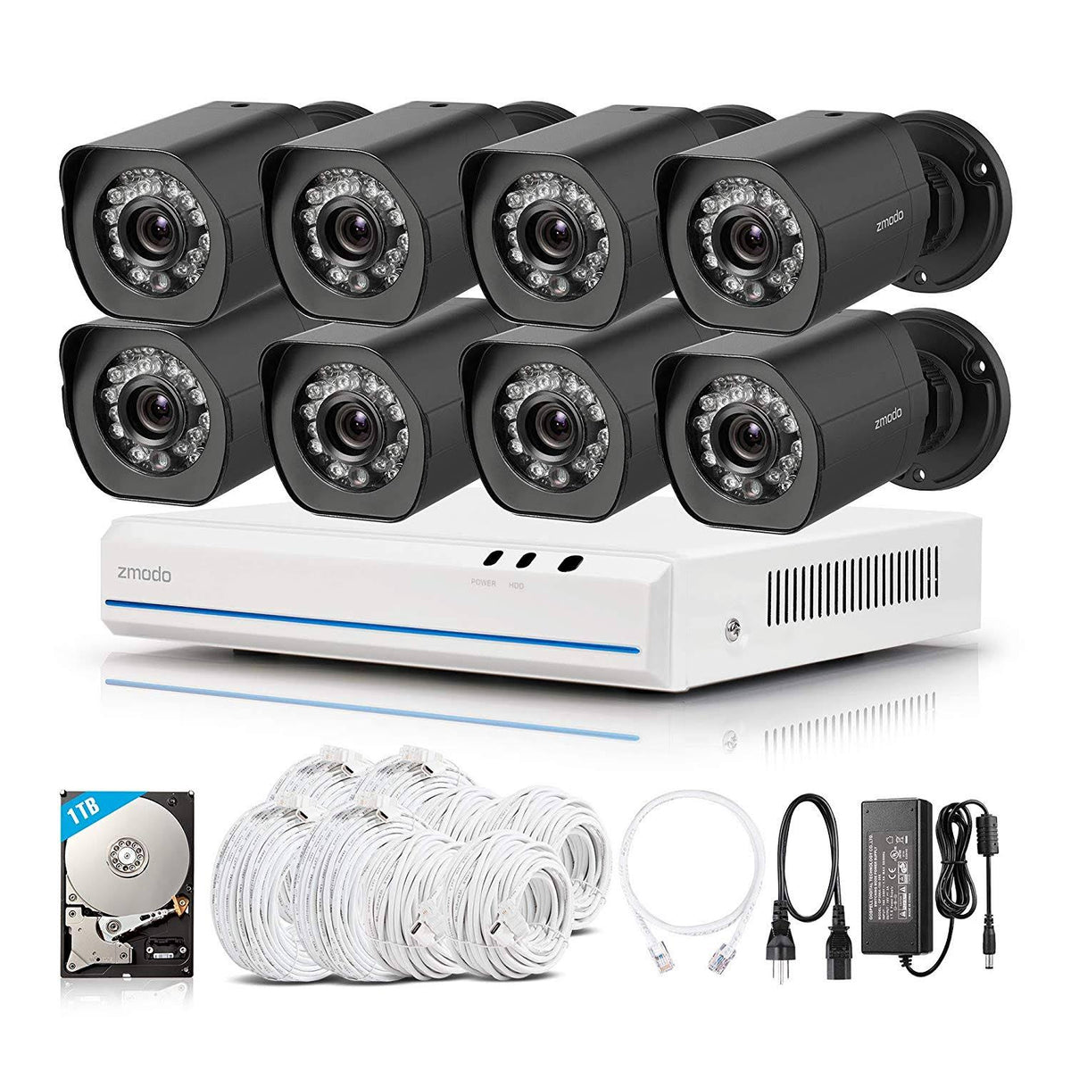 8CH NVR with 8 Cameras 1TB HDD J9128