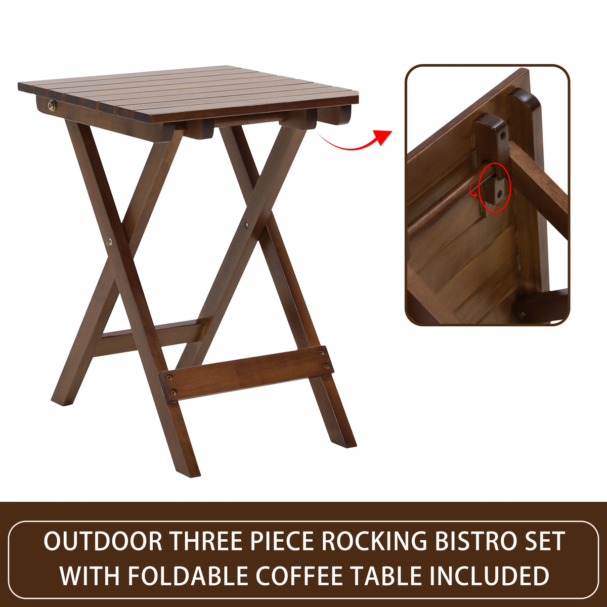 Black Wood Rocking Chair Set of 3 Z992784