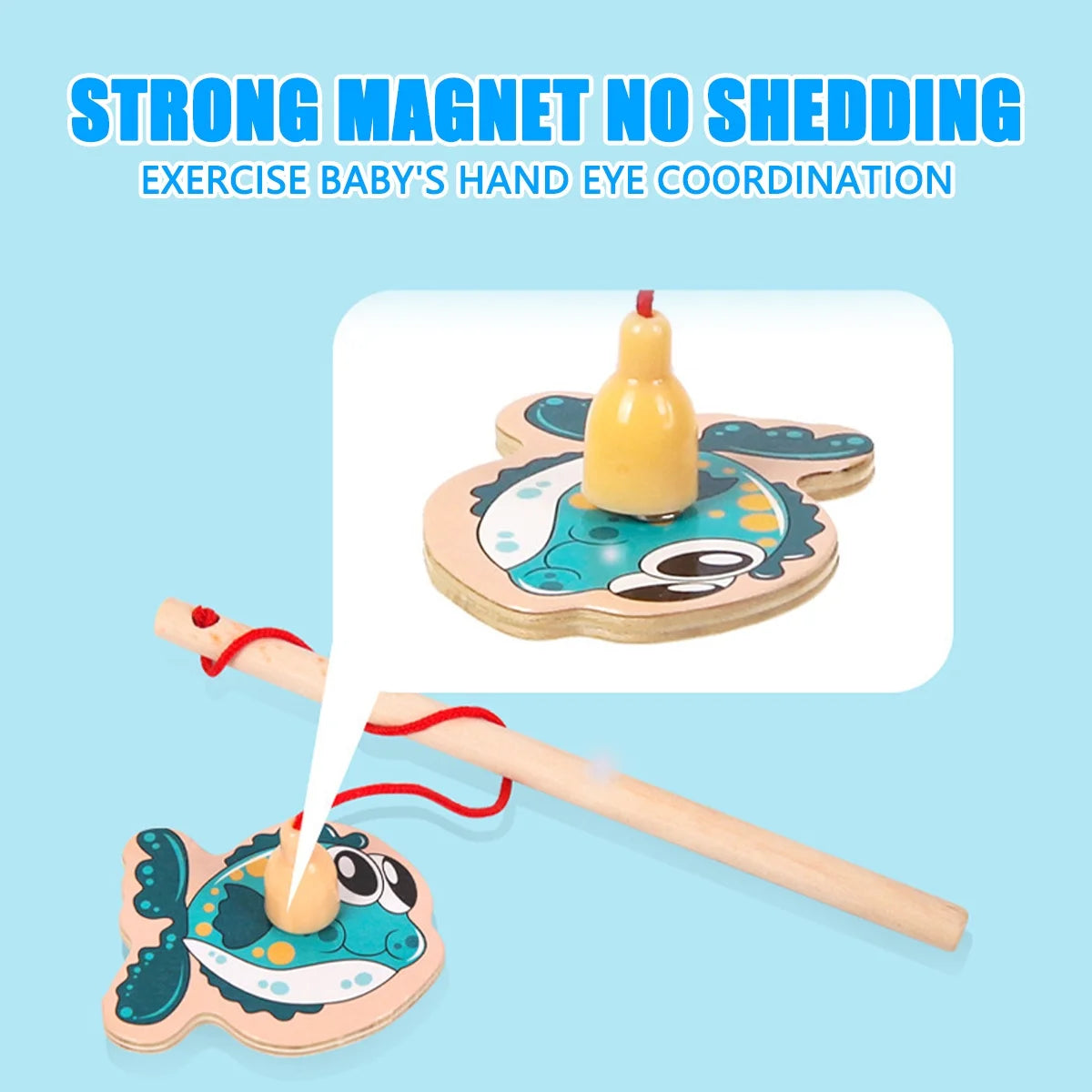 Magnetic Fishing Game Toys Set with Wooden Fish Rod Q960