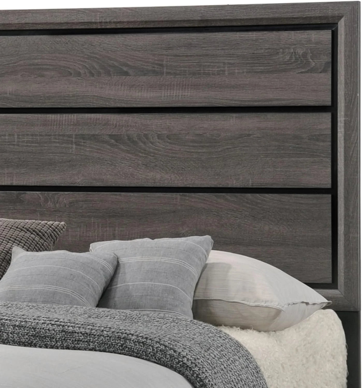 Gray Wooden Bed King Size E4218