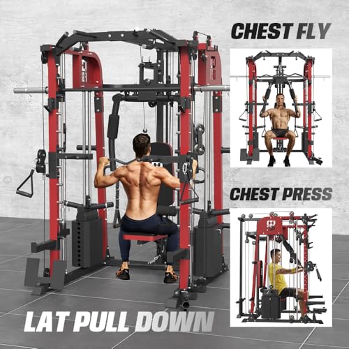 Commercial Smith Machine with Squat Rack and Cable Crossover W62498