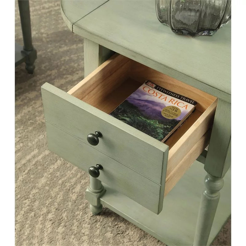 Wood Drop-Leaf Side Table Antique Gray M547088