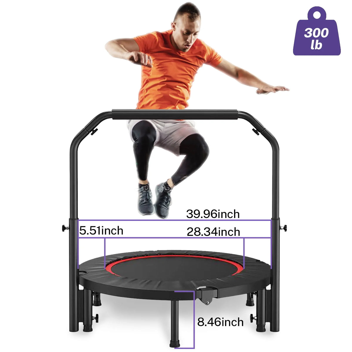 40 Fitness Mini Trampoline with Adjustable Handle Z6294