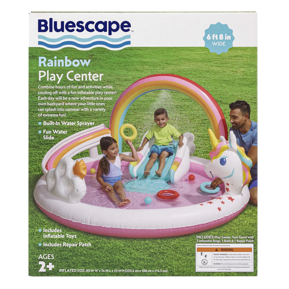 Rainbow Unicorn Kids Splash Pool with Sprinkler O160253