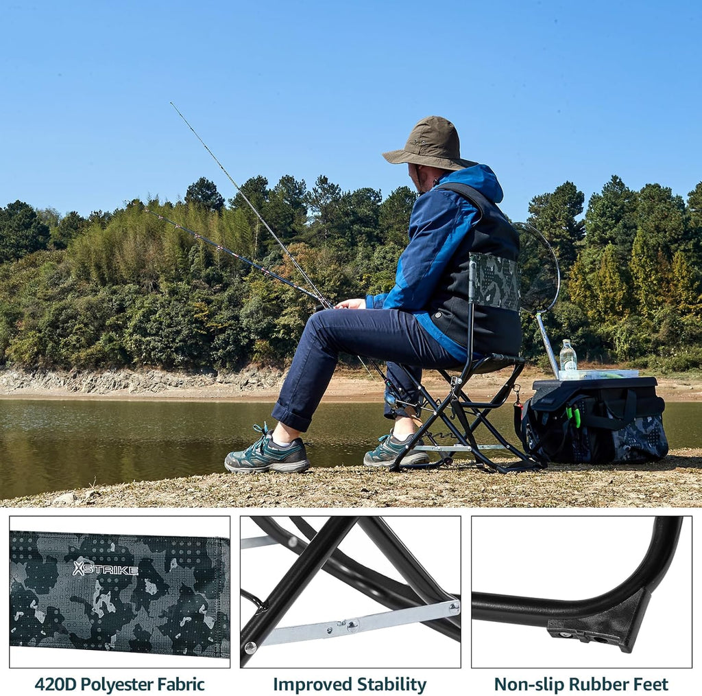 Folding Fishing Chair with Rod Holder V5552