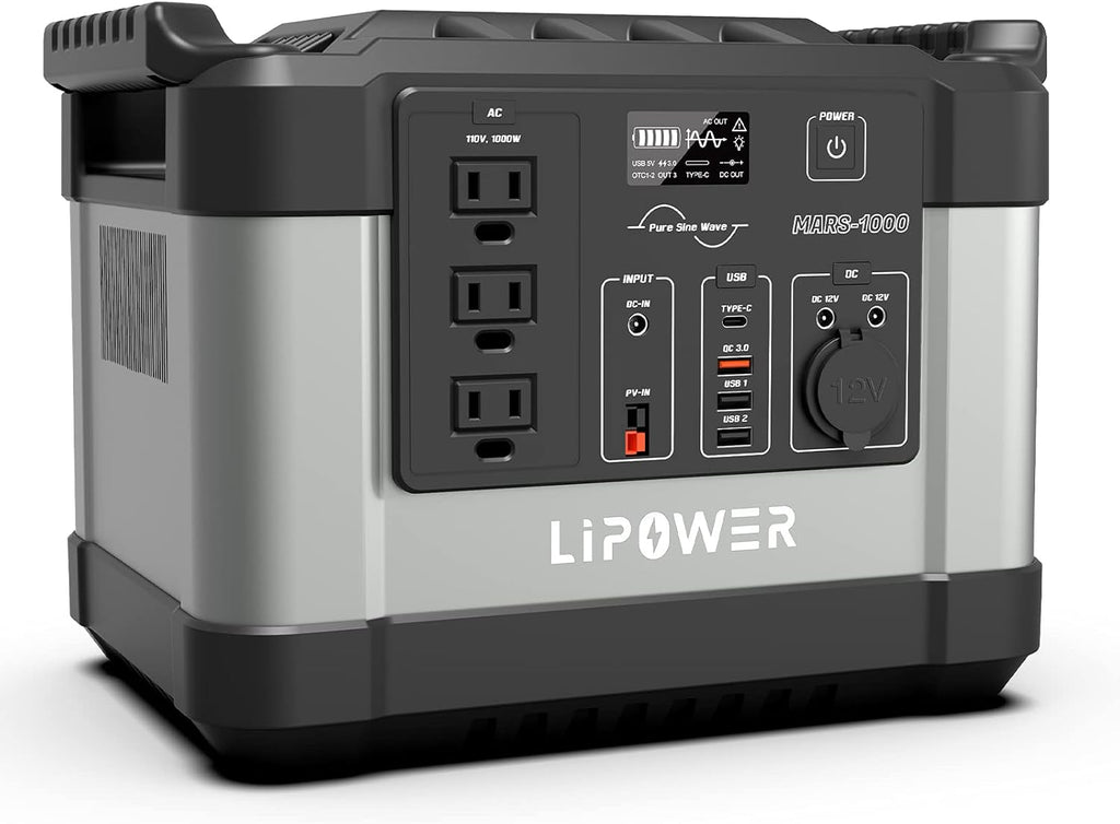 Portable Power Station 1000W 1100Wh Solar Generator with 3 110V Pure Sine Wave AC Outlet J41684