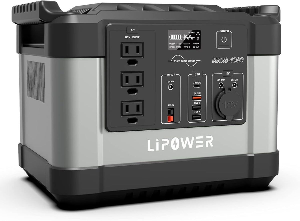 Portable Power Station 1000W 1100Wh Solar Generator with 3 110V Pure Sine Wave AC Outlet J41684
