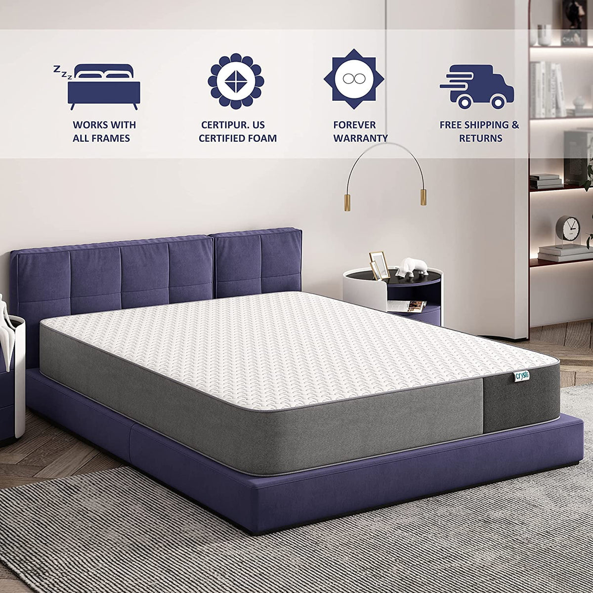 10 Inch Gel-Infused Memory Foam Pillow Top Twin Size Mattress C96390