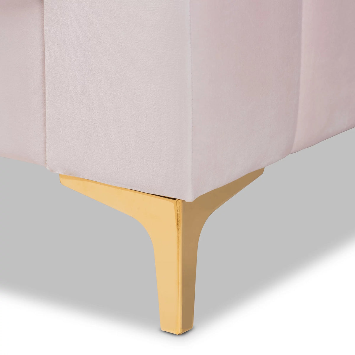 Light Pink Velvet Gold Finished Full Daybed Q9902