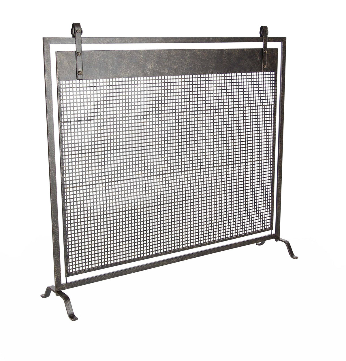 Black Iron Mesh Fireplace Screen D638