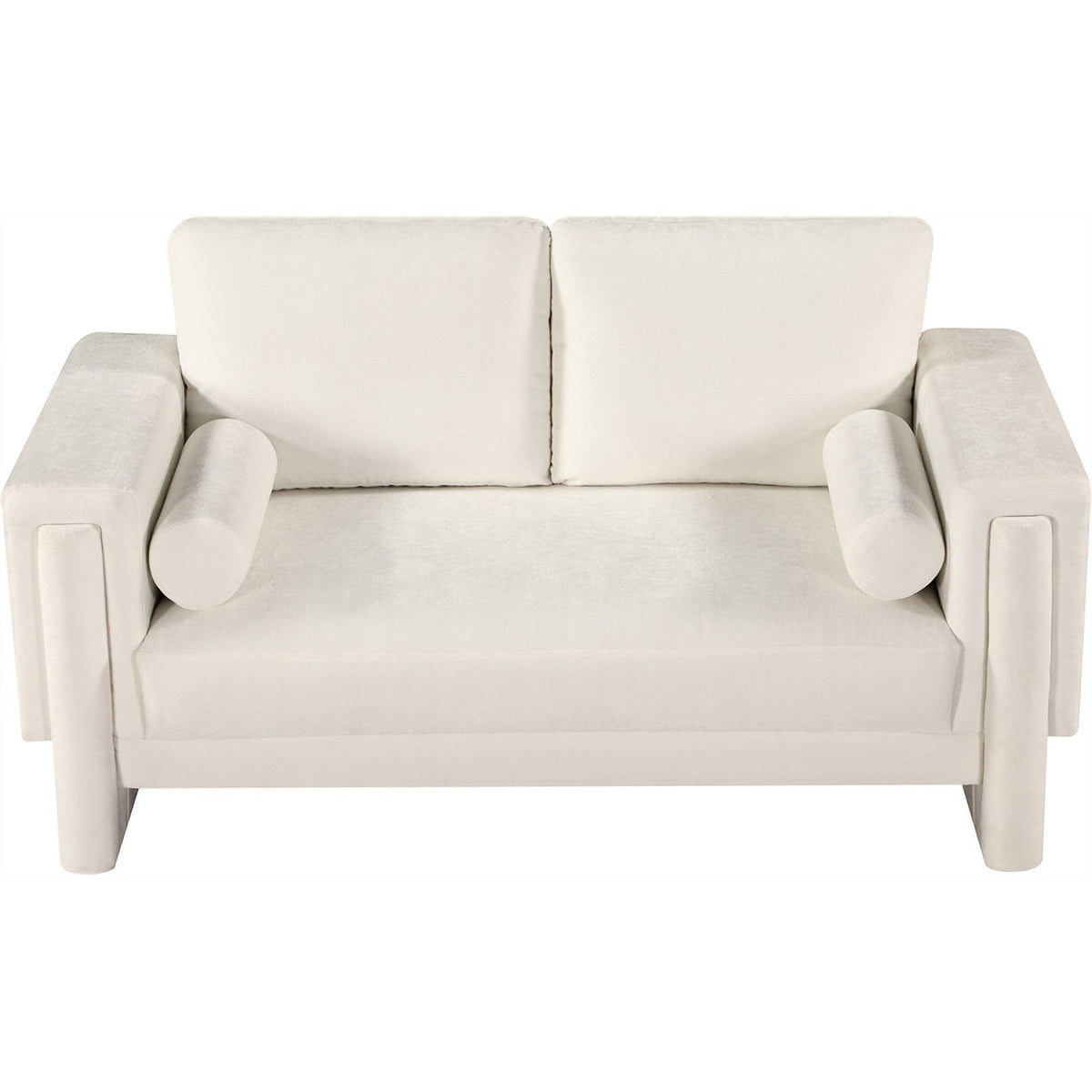 Cream Chenille Fabric Loveseat J565