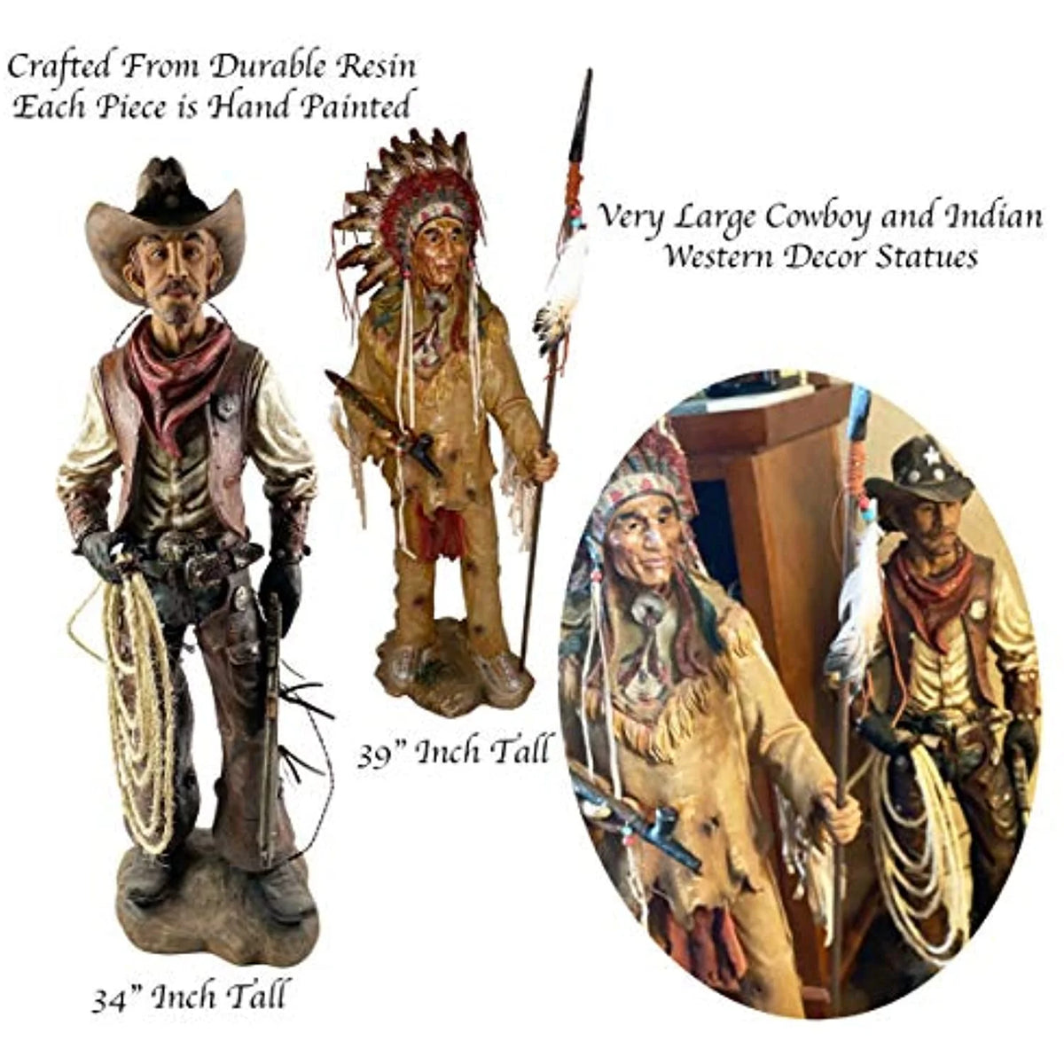 Western Cowboy Statue Hand Painted Figurine Q950452