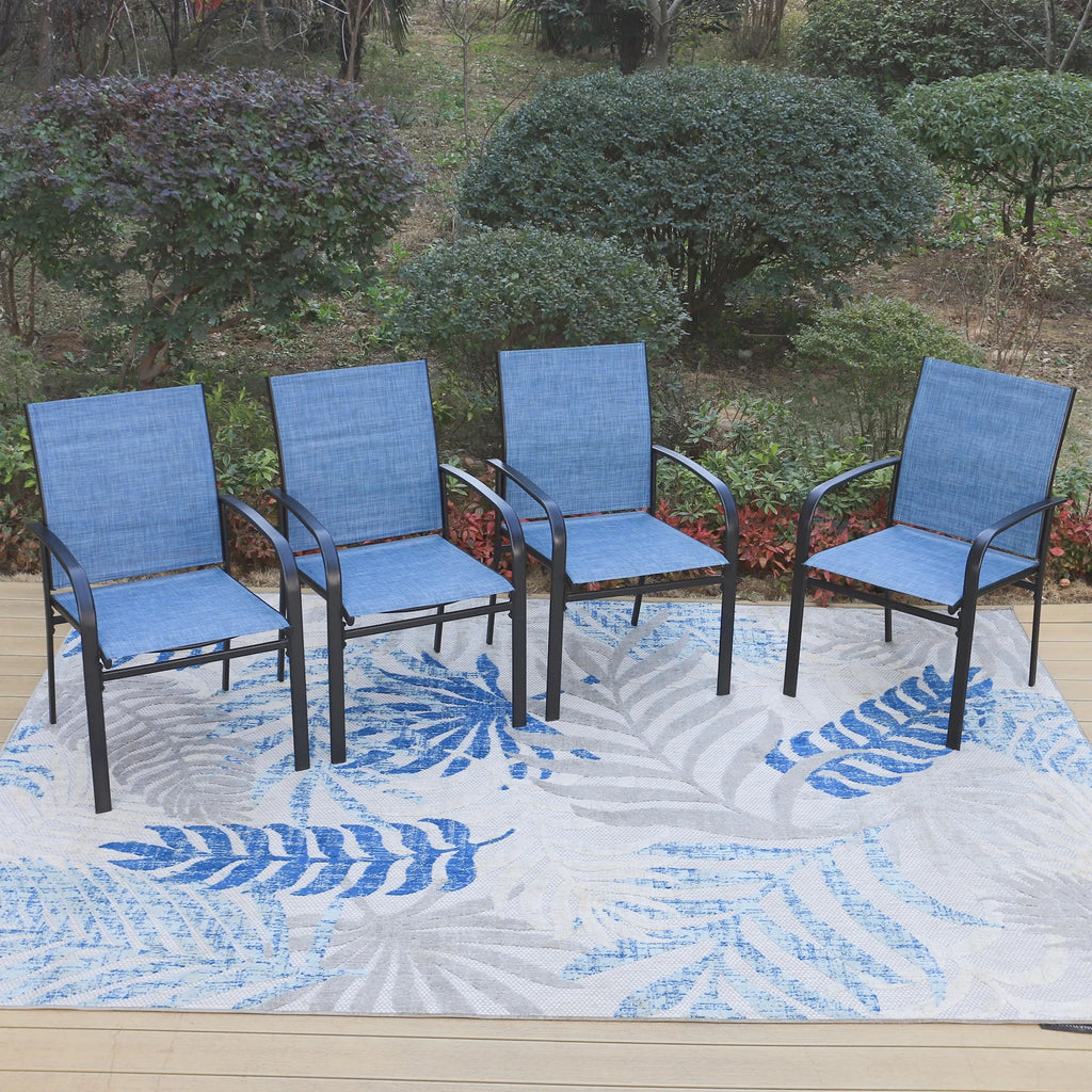 9-Piece Outdoor Patio Dining Set with Steel Table & Textilene Chairs V282