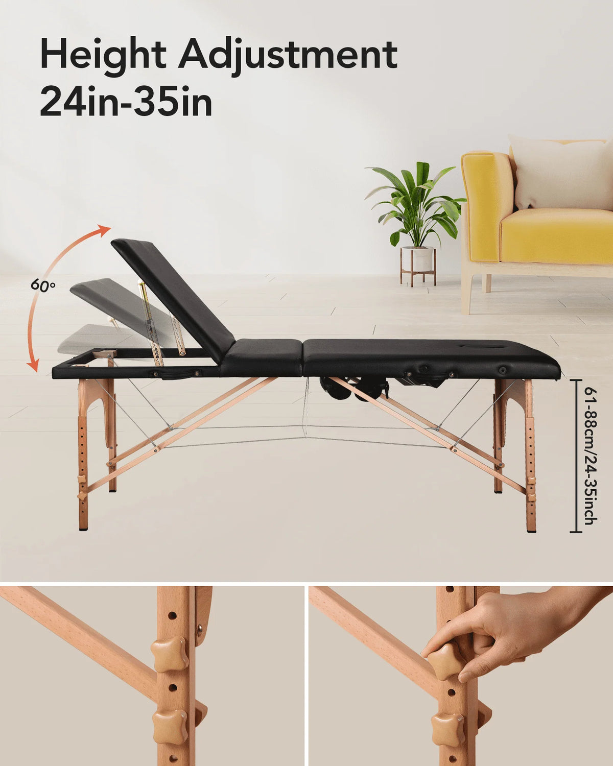 Portable 3 Folding Wood Massage Table L272
