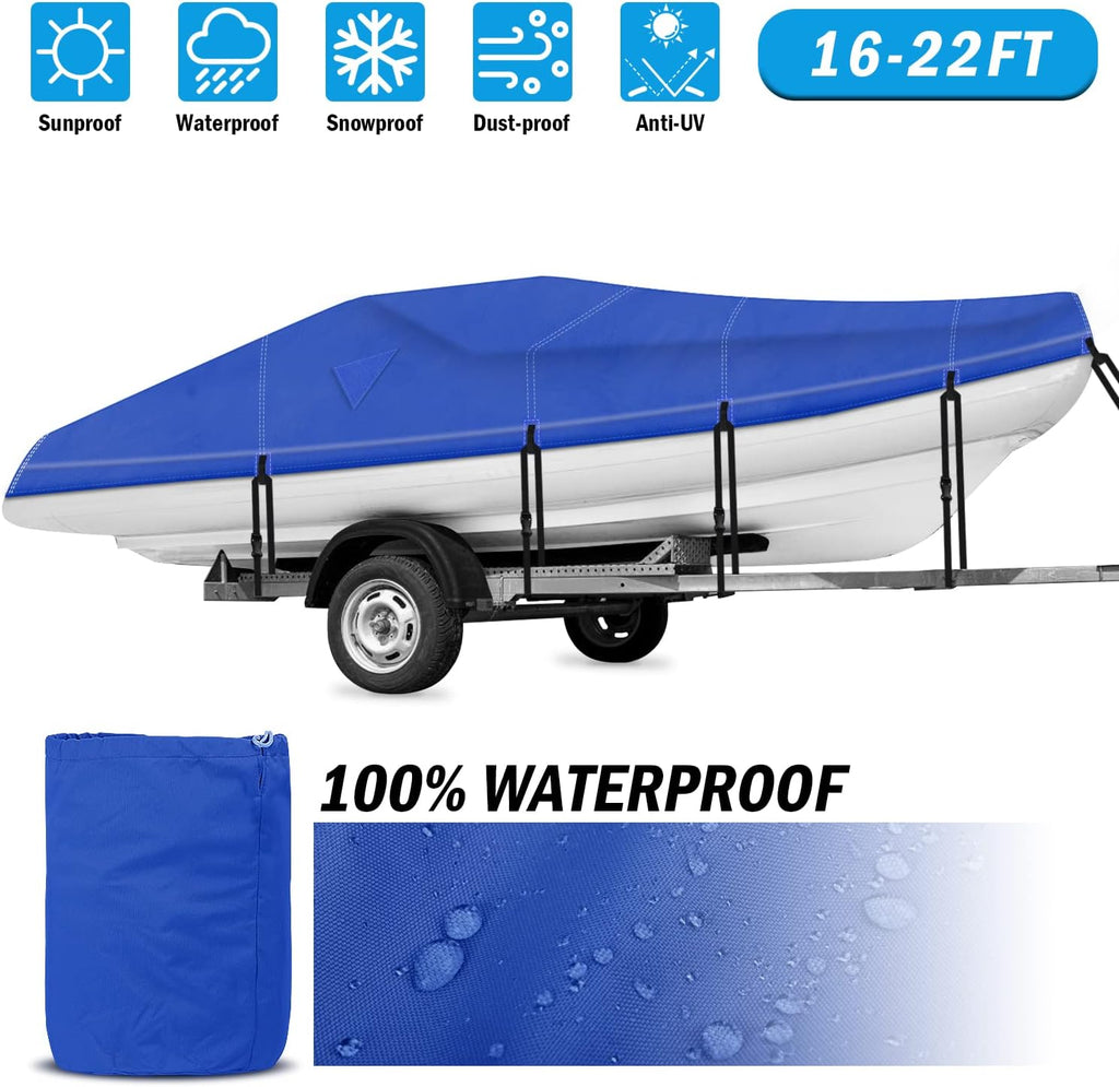 600D Waterproof Trailerable Boat Cover (17-19ft, Gray) N20997