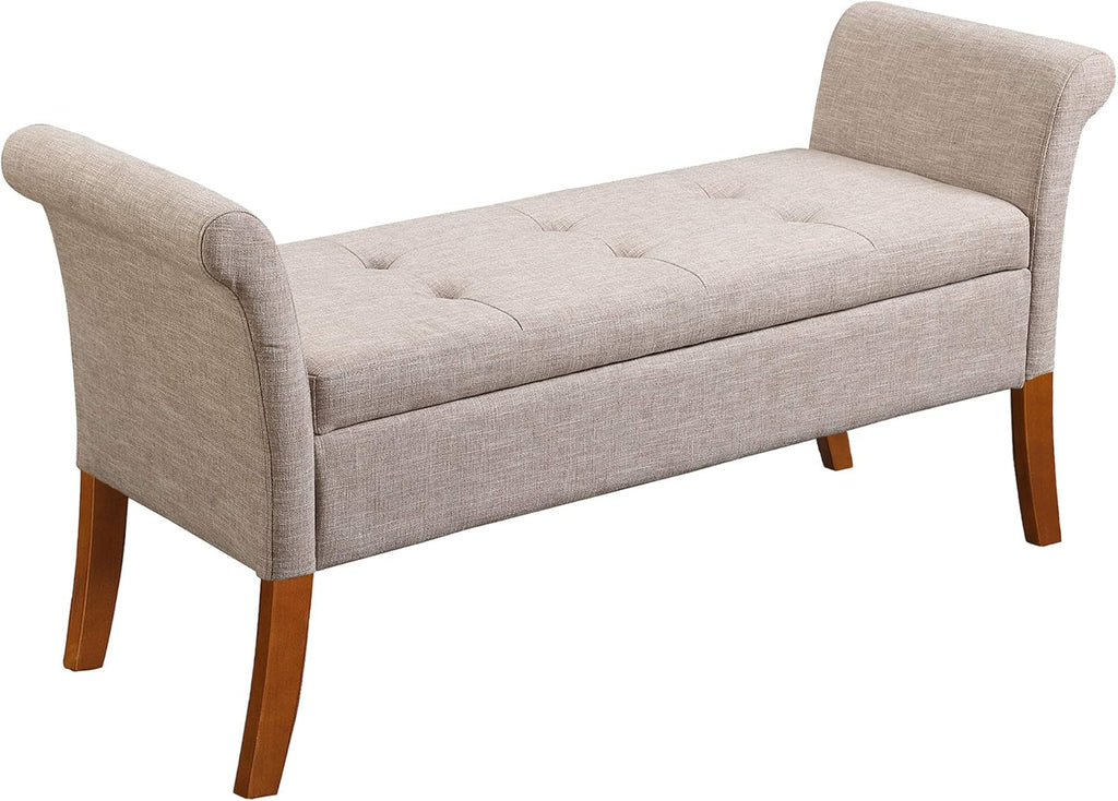 Beige Botanical Storage Bench K5255