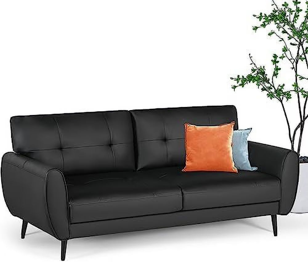 White Tufted Leather Loveseat Sofa M1293