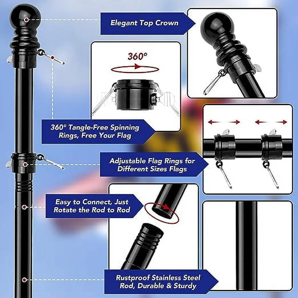 Black Wall Mount Flag Pole Kit Z34033